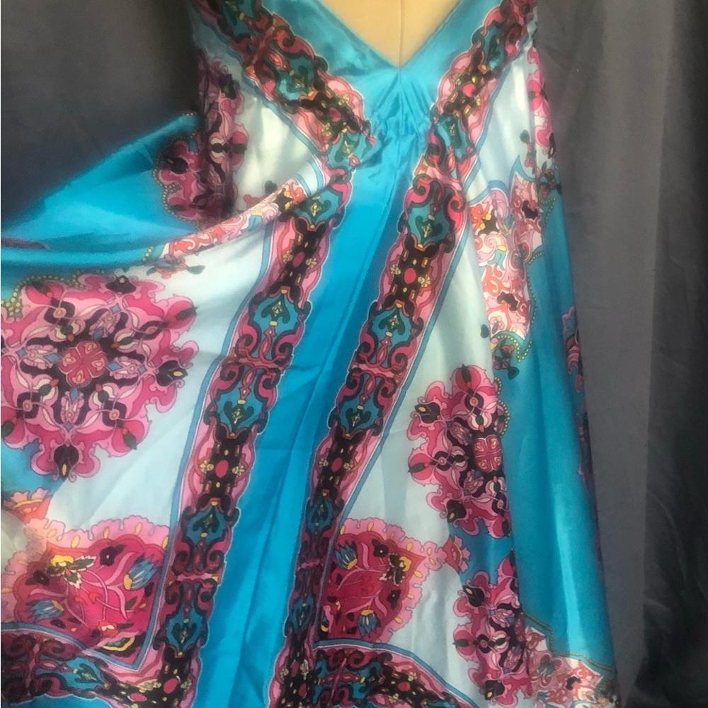 Blue and Pink Spaghetti Strap Maxi Sundress - Picture 7 of 16